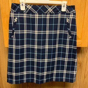 Laura Scott fully lined navy plaid skirt / size M